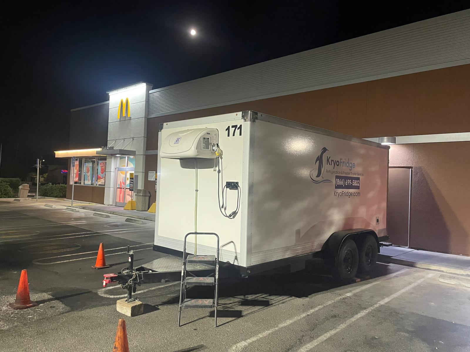 A KryoFridge portable refrigeration unit on site at McDonald's