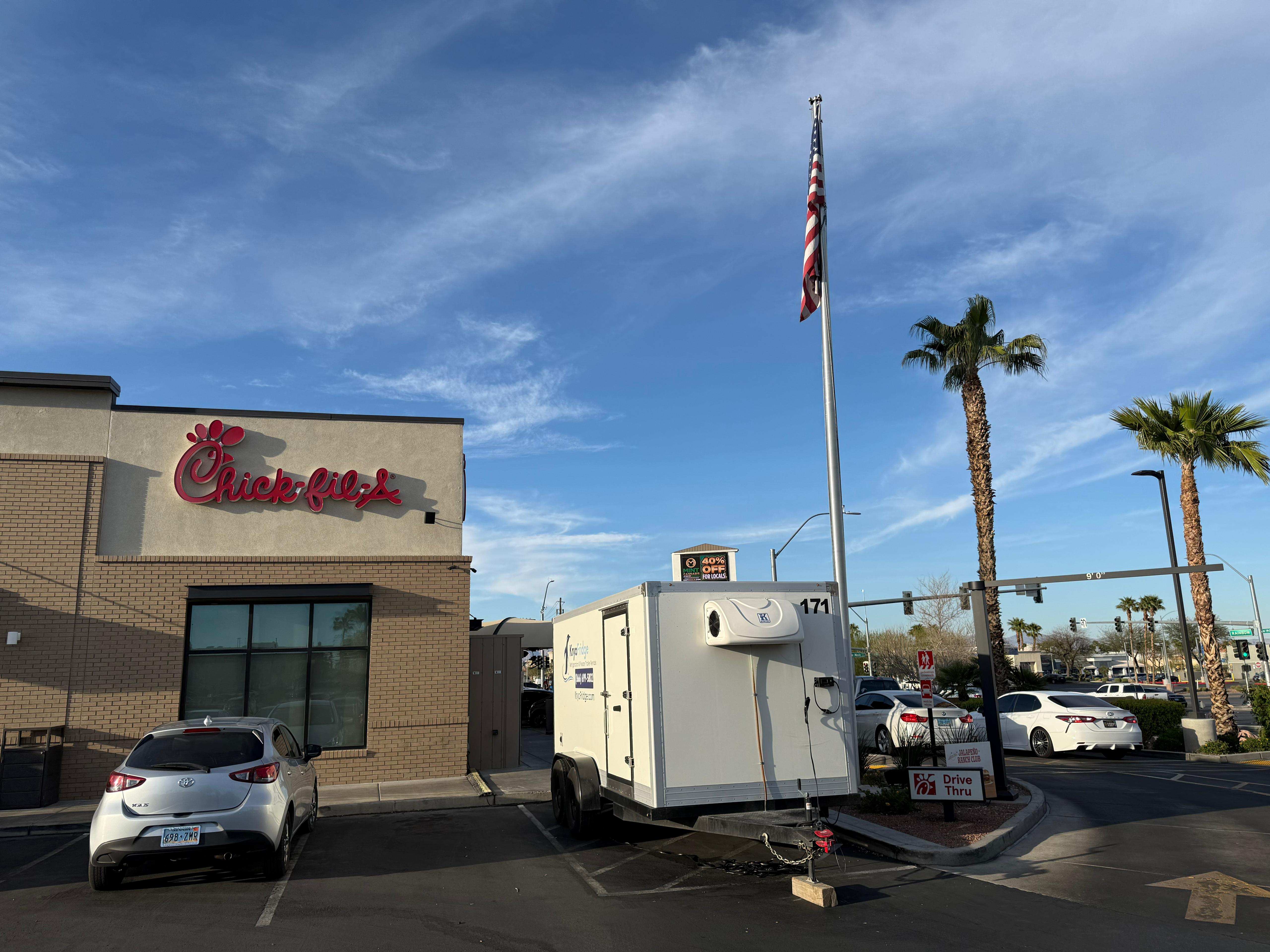 A freshly serviced KryoFridge refrigeration trailer delivered to Chick-fil-A